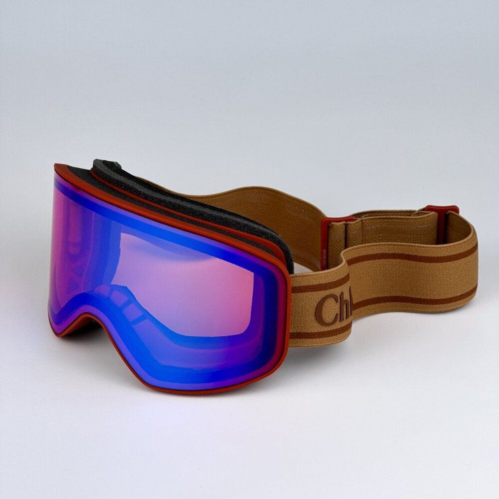 NEW Chloe CH0072S 003 Matte Rust Orange Multilayer Blue Zeiss Ski Mask CH 0072S